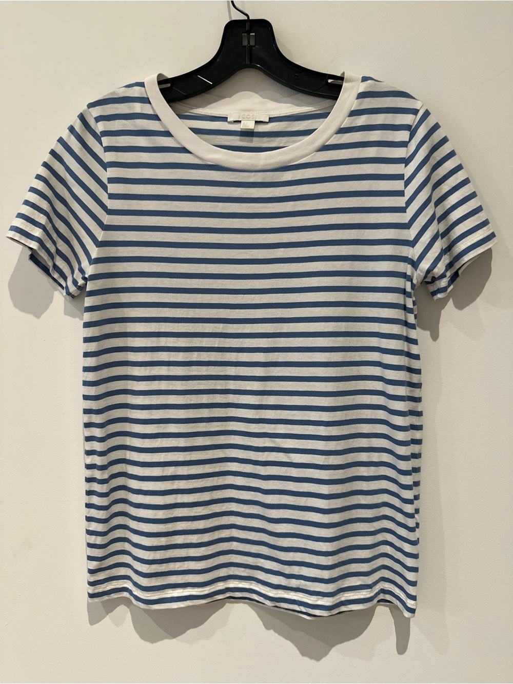 COS Blue and White Striped Short Sleeve Tee